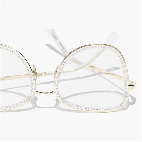 lunette chanel branche tressée|Lunettes carrées Métal & strass Doré .